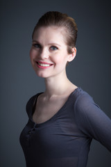 Fototapeta premium Attractive caucasian girl in her 30 shot in studio