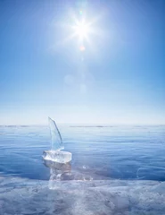 Peel and stick wall murals Arctic Ice yacht on winter Baical