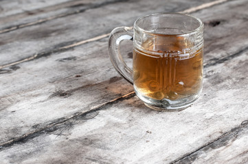 Green tea in glass cup