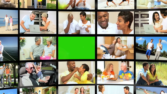 CG Green Screen Video Wall Lifestyle Activities Multi Ethnic Couples