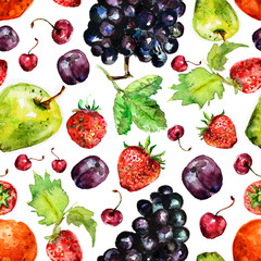 Fruit seamless texture watercolor