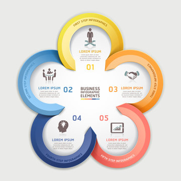 Modern arrow infographics business circle element origami style.