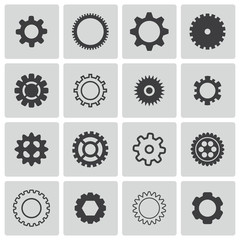 Vector black  gears  icons set