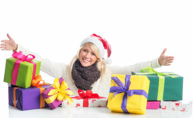 Fototapeta na wymiar Weihnachtsfrau mit Geschenken