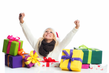Weihnachtsfrau mit Geschenken