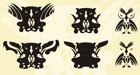 Owl icons. Six options of a baby owl