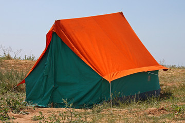 tent standing on coast