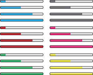 Digital progress bars in various colors