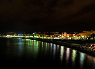 Fototapeta na wymiar Nice, France - Promenade des Anglais by night