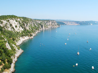Beautiful coast of Adriatic sea in gulf of Trieste, Italy, Eu.