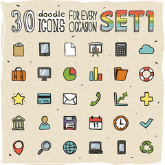 30 Colorful Doodle Icons Set 1