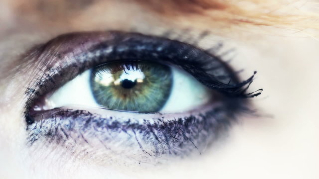 Open your eyes. Close-up of a beautiful woman's green eye
