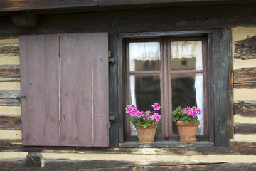 Fototapeta na wymiar Old wooden window with shutters