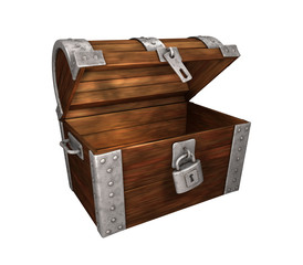 Treasure Chest Wood Metal open empty