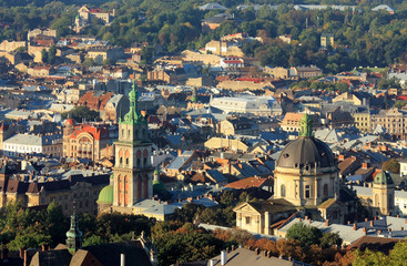 Fototapeta na wymiar City of Lvov, top view