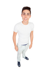 Fototapeta premium Funny top view of a casual boy