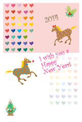 馬のイラスト年賀状テンプレート