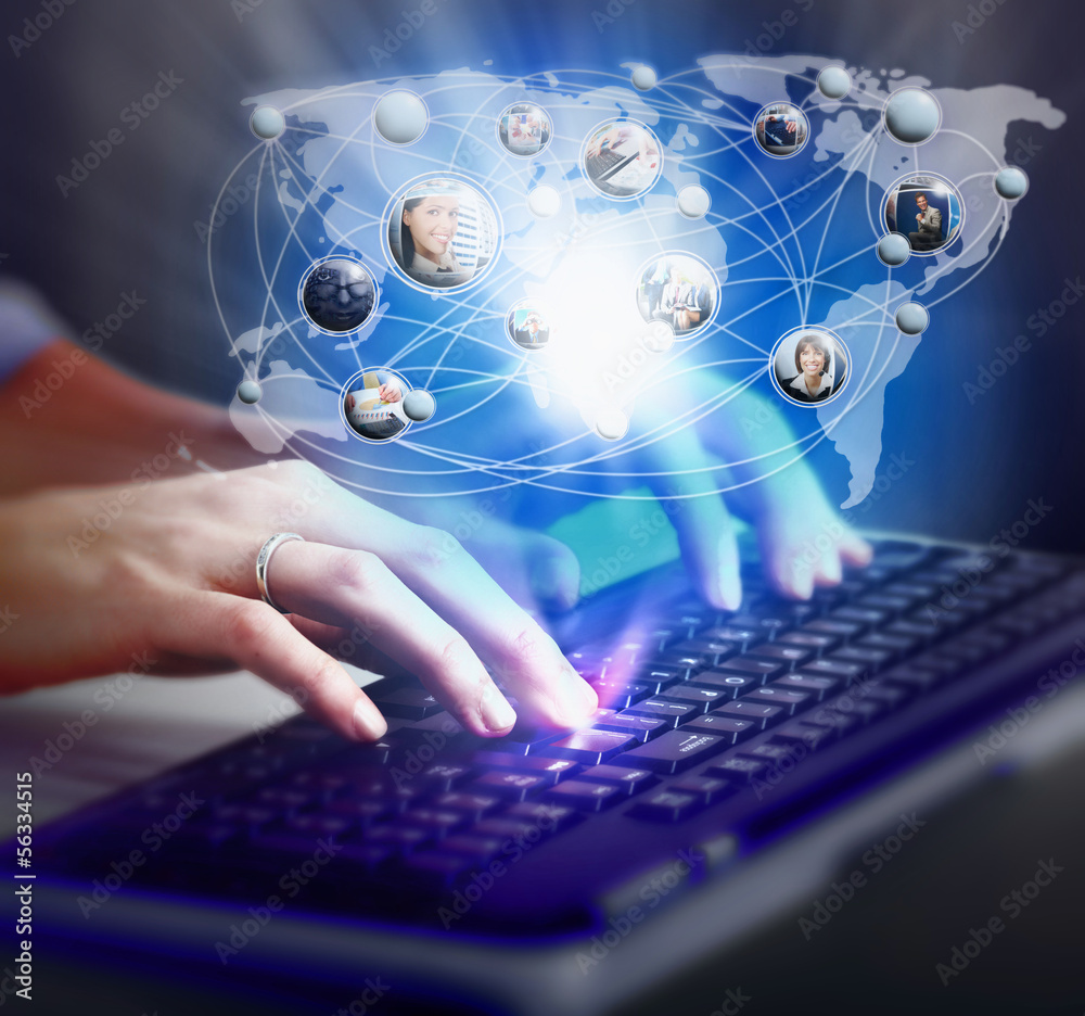 Leinwandbilder hands with a computer keyboard.