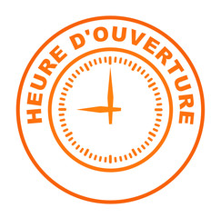 heure d'ouverture sur bouton web rond orange