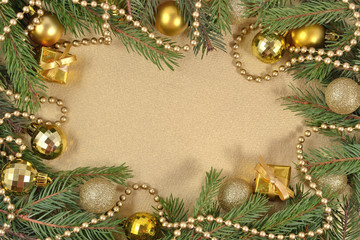 Fototapeta na wymiar Frame of christmas decorations