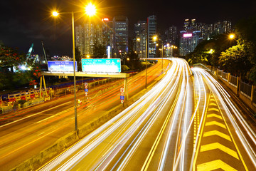 Busy traffic on highway at night