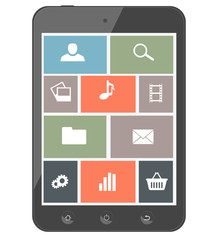 Touchscreen smartphone with icons. Design elements