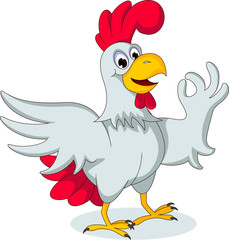 cute chicken cartoon posing