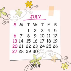 2014 calendar design. July.
