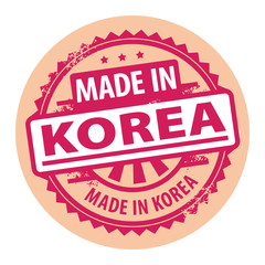 Stamp with the text Made in Korea written inside, vector