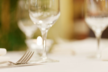 Tables set for meal