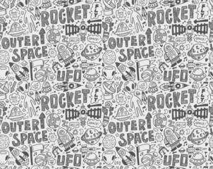 Fototapeta premium seamless doodle space pattern