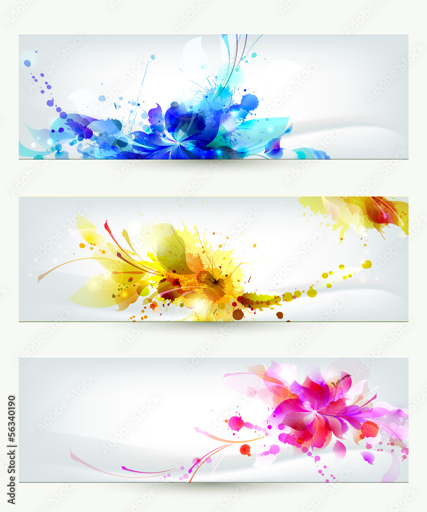 Poster set of three headers. abstract artistic backgrounds