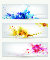 Set of three headers. Abstract artistic Backgrounds
