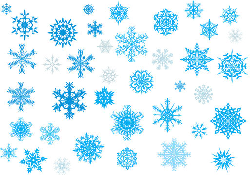 thirty nine blue snowflakes