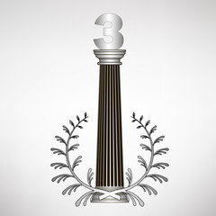 greece column, laurel wreath and number