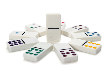 Stand out from the crowd. Blank dominos is in focus.