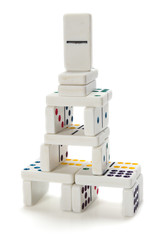Fototapeta premium Stand out from the crowd. Blank dominos is in focus.