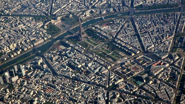 Aerial view of Paris with the Eiffel Tower