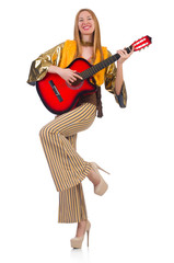 Fototapeta premium Guitar player isolated on the white