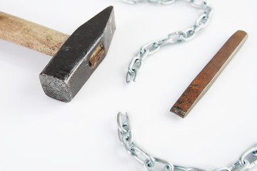 Cut the chain. Concept of liberation