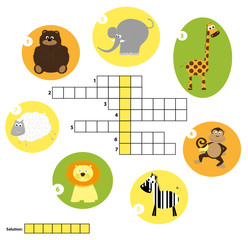 crossword for children - animals solution
