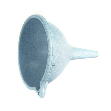 Single blue strainer isolated on white background