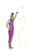 Clown with ribbon on white