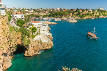 Beautiful view of old harbor in Antalya, Turkey