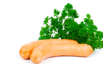 Frankfurter sausage isolated on white background