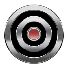 Record icon silver, isolated on white background.