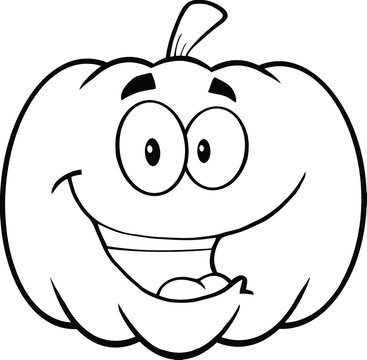 recommend clip art: Back And White Happy Halloween Pumpkin Cartoon Illustration