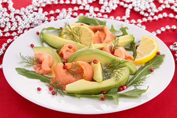 appetizer, smoked salmon and avocado