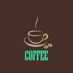 vintage illustration with coffee cup