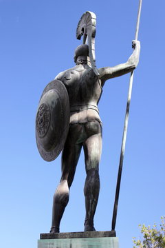 Achilles Trojan War Greek Hero Statue w/Shield and Spear 